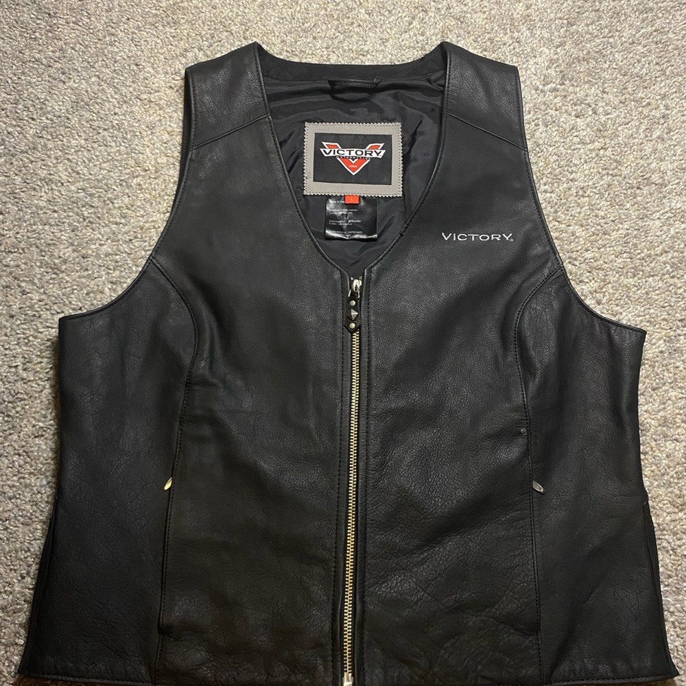 Victory Black Leather Vest